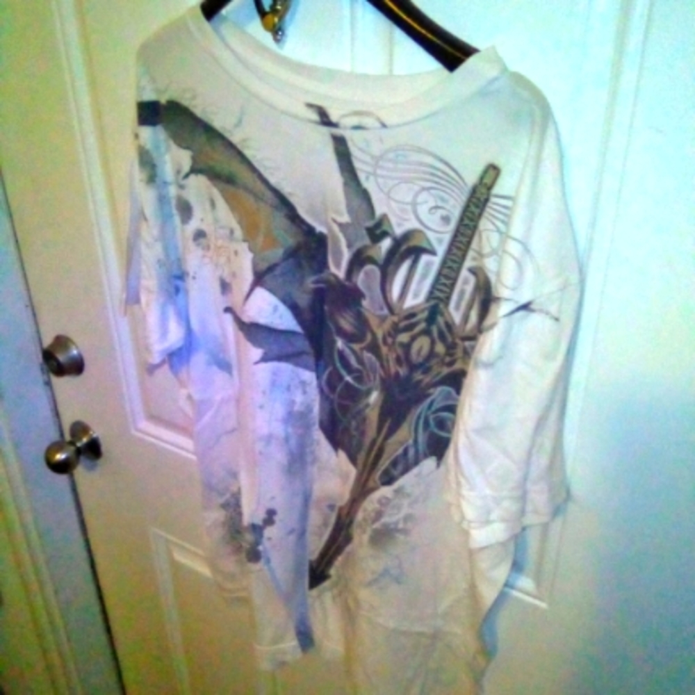 Men's Designer T-shirt in White/Silver/Gold